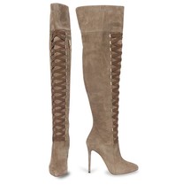 Elisabetta Franchi Over-the-knee boots met veters legergroen