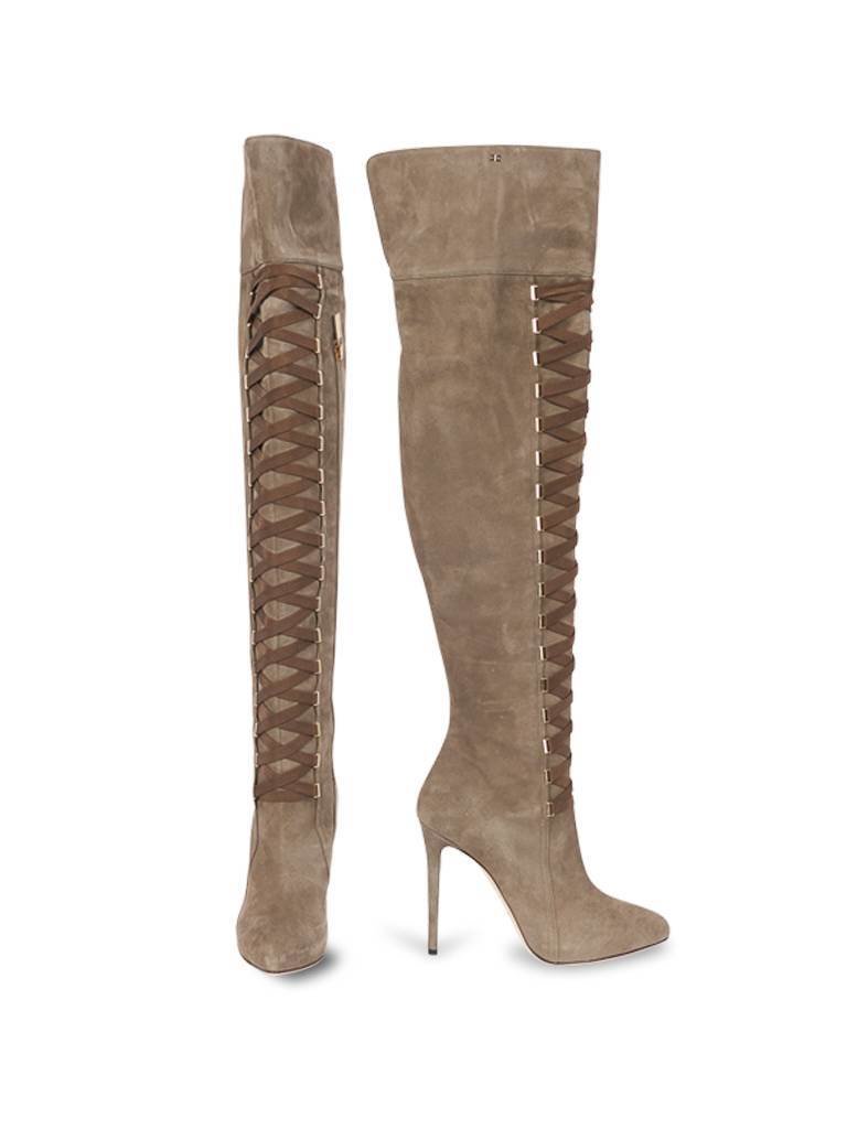 Elisabetta Franchi Over-the-knee boots met veters legergroen