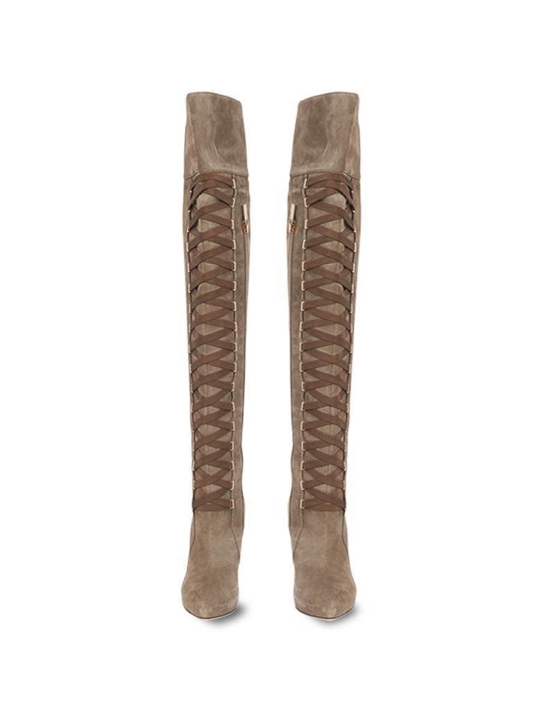 Elisabetta Franchi Over-the-knee boots with laces army green