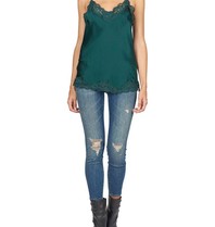 Gold Hawk Floral lace top emerald green
