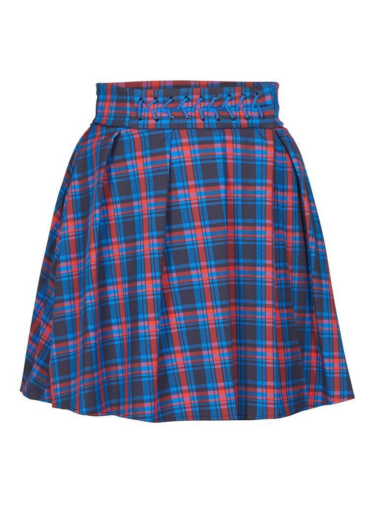 Elisabetta Franchi Skirt checkered blue-red-black