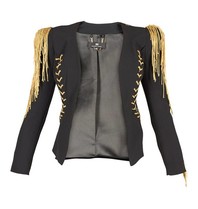 Elisabetta Franchi Blazer met franjes zwart