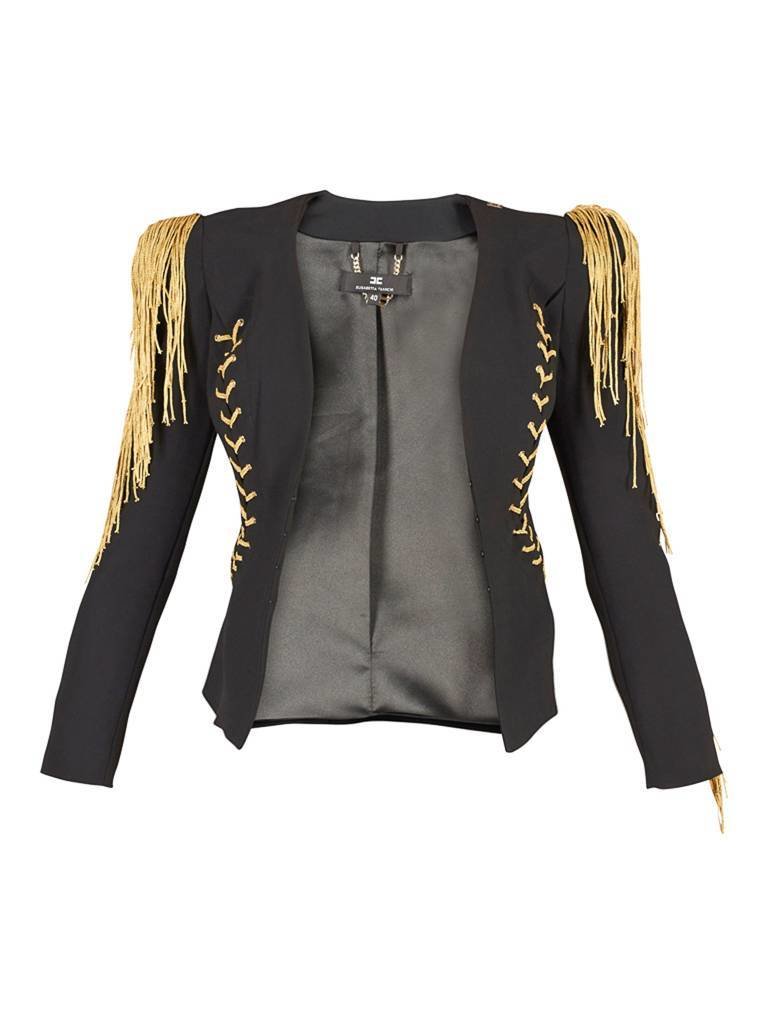 Elisabetta Franchi Blazer mit Fransen schwarz