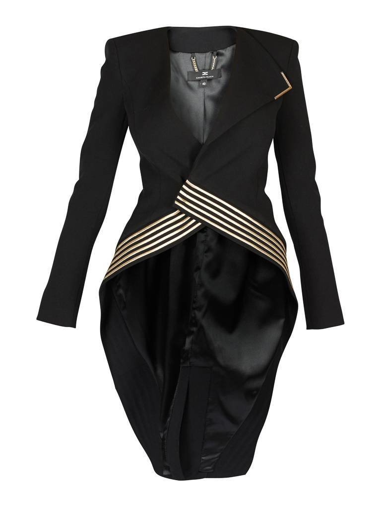 Elisabetta Franchi Asymmetrisch Jacke mit gold details schwarz