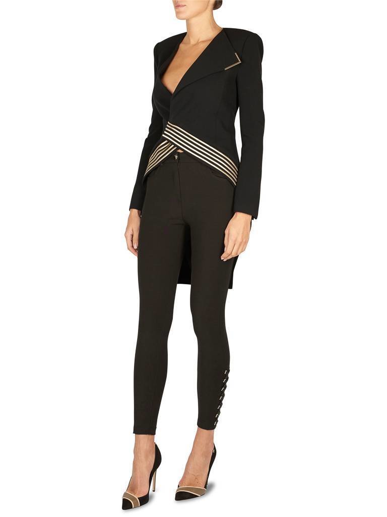 Elisabetta Franchi Asymmetric blazer with gold details black