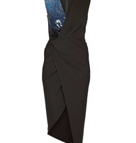 Elisabetta Franchi Draped dress with sequins black