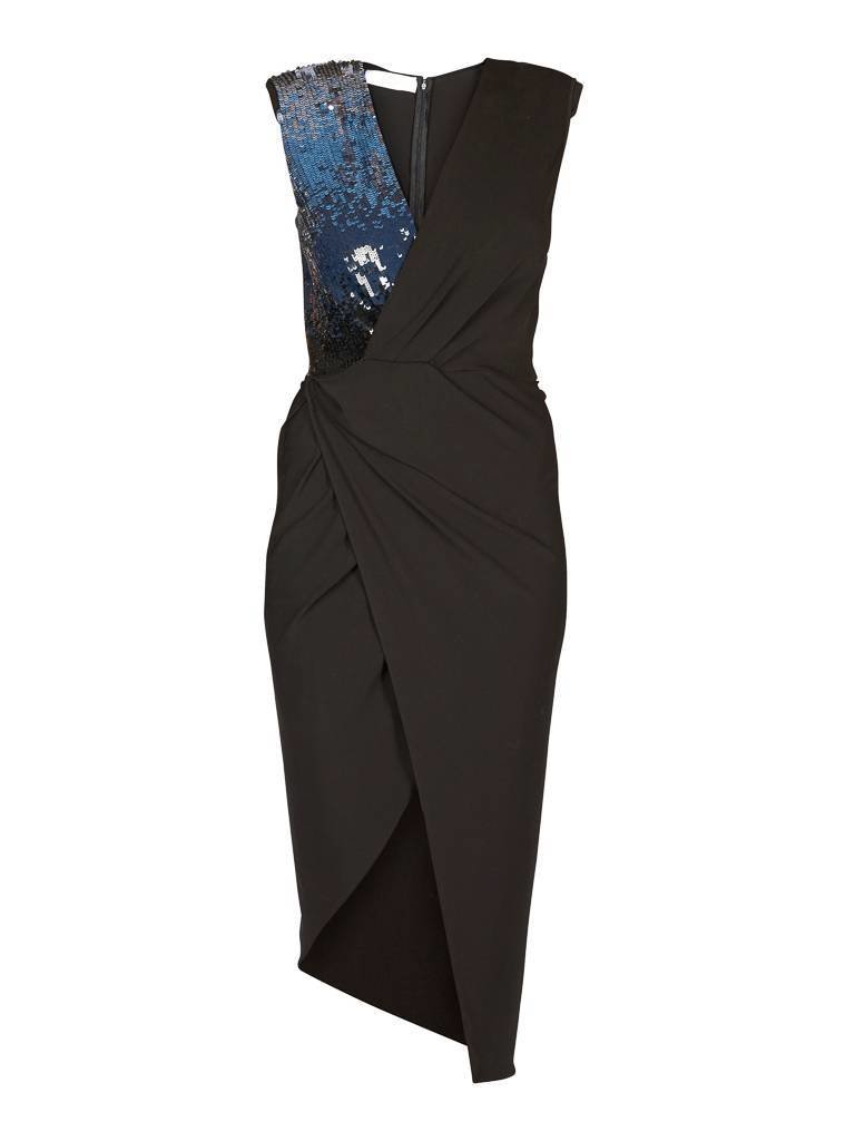 Elisabetta Franchi Gedrapeerde jurk met pailletten jurk zwart