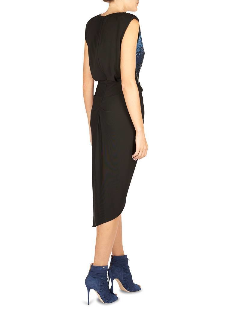 Elisabetta Franchi Draped dress with sequins black