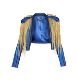 Elisabetta Franchi Gestreepte blazer met gouden fringes blauw-rood