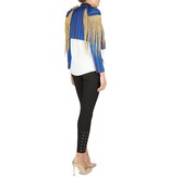Elisabetta Franchi Gestreepte blazer met gouden fringes blauw-rood