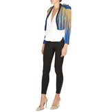 Elisabetta Franchi Striped blazer with gold fringes blue-red