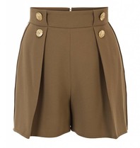 Elisabetta Franchi Military short met knopen legergroen