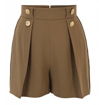 Elisabetta Franchi Military short with buttons army green