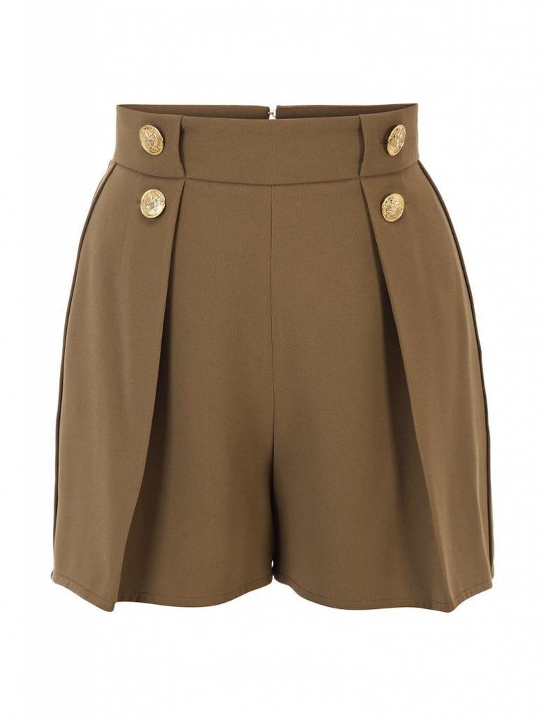 Elisabetta Franchi Military short met knopen legergroen
