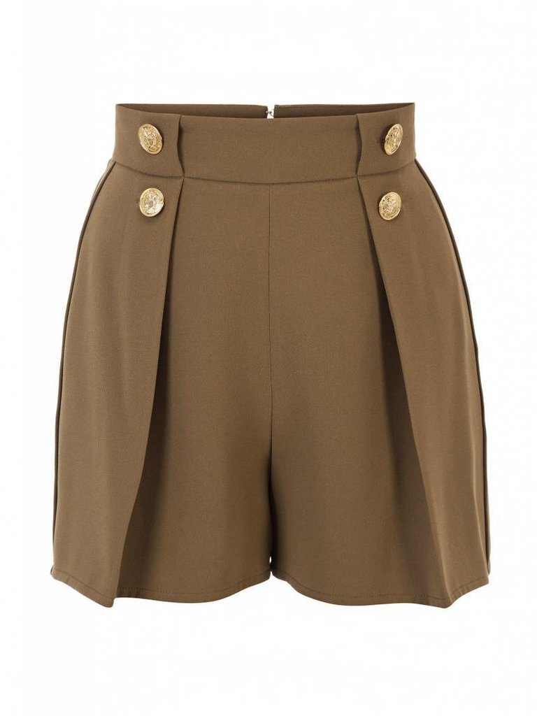 Elisabetta Franchi Military short with buttons army green
