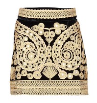 For Love and Lemons Ornate velvet short skirt black