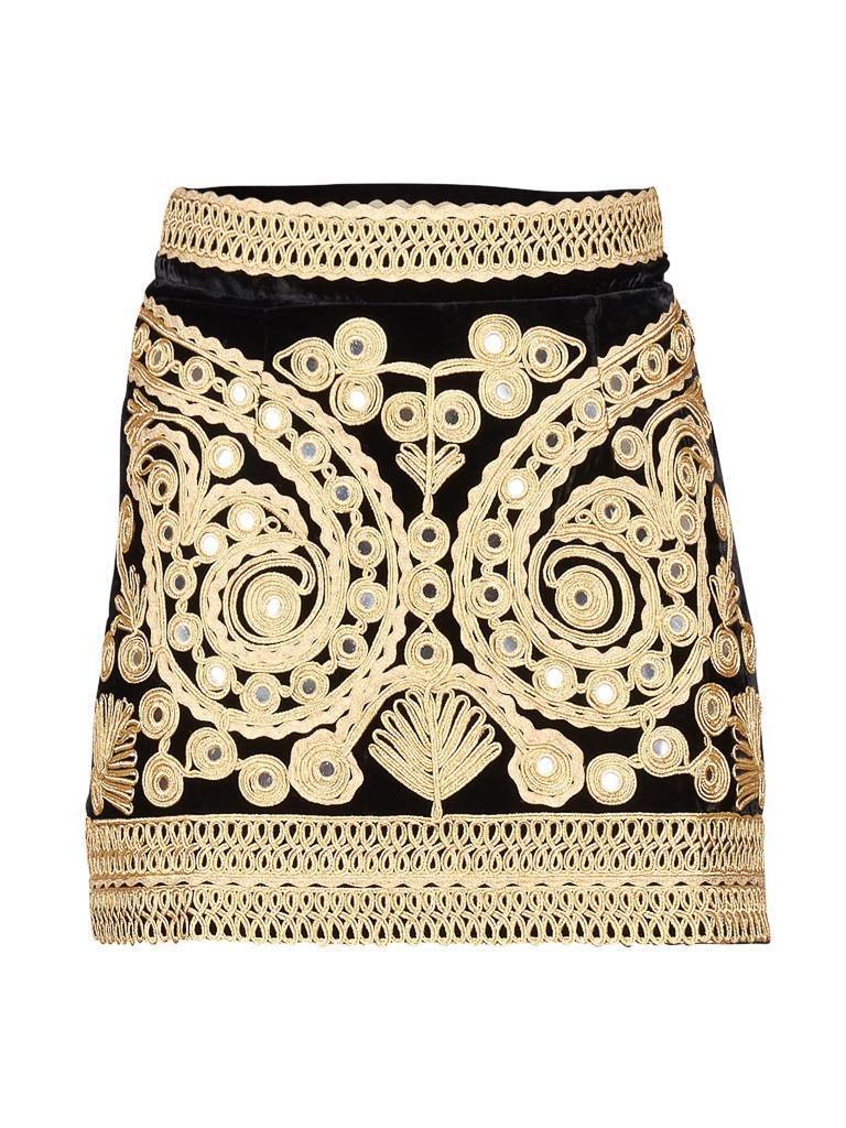 For Love and Lemons Ornate velvet short skirt black
