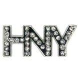 Godert.me Happy New Year rhinestone pin zilver