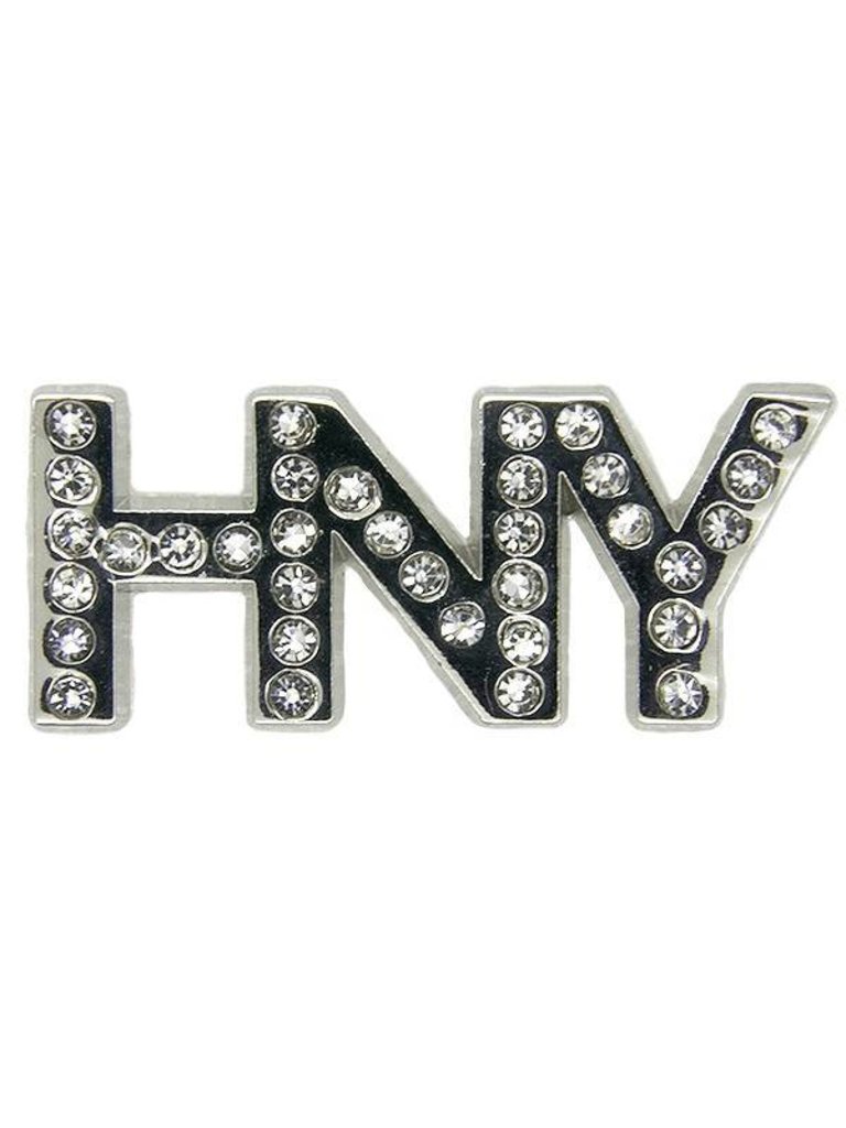 Godert.me Happy New Year rhinestone pin zilver