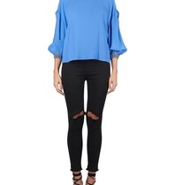 Elisabetta Franchi Blouse met open mouw blauw