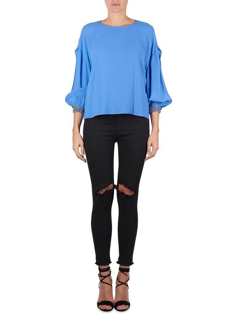 Elisabetta Franchi Blouse met open mouw blauw