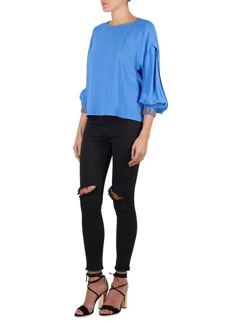 Elisabetta Franchi Bluse mit offenen Ärmel blau