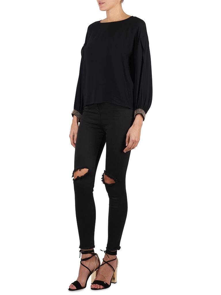 Elisabetta Franchi Blouse met open mouw zwart