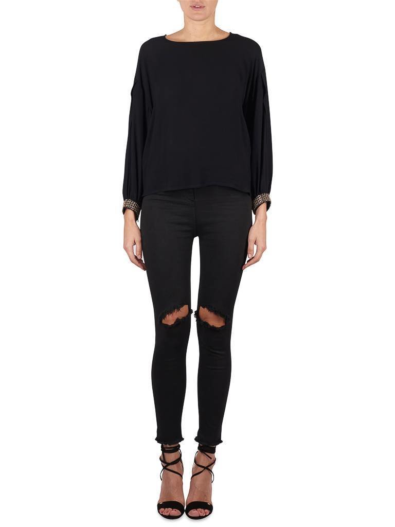 Elisabetta Franchi Blouse met open mouw zwart