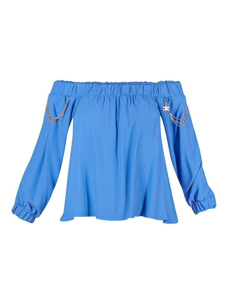 Elisabetta Franchi Off-Schulter-Top mit Ketten blau
