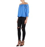 Elisabetta Franchi Off-shoulder top with chains blue