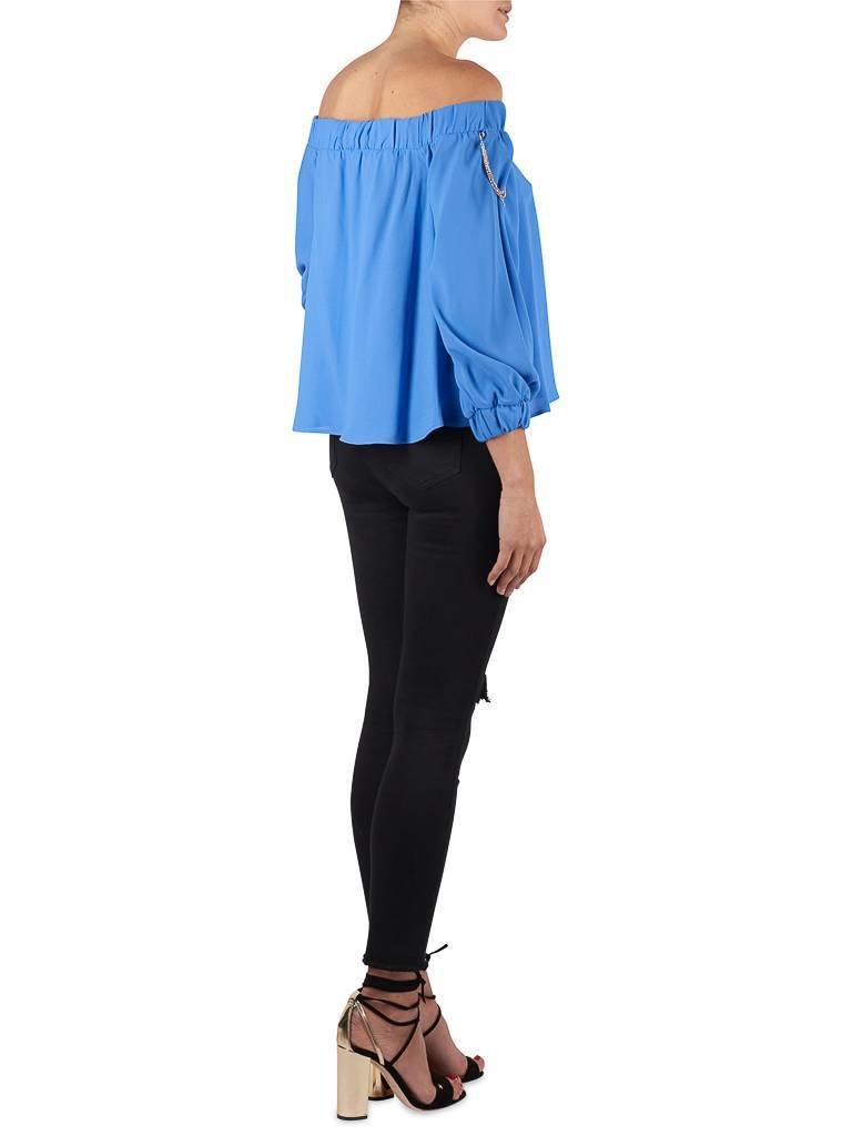 Elisabetta Franchi Off-shoulder top with chains blue