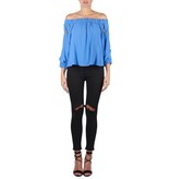 Elisabetta Franchi Off-shoulder top with chains blue