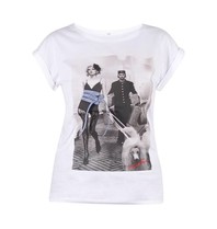 Elisabetta Franchi Mode-Druck-T-Shirt weiß