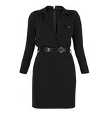 Elisabetta Franchi Wrap dress with pockets and belt black