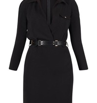 Elisabetta Franchi Wrap dress with pockets and belt black