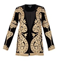 For Love and Lemons Ornate velvet blazer zwart