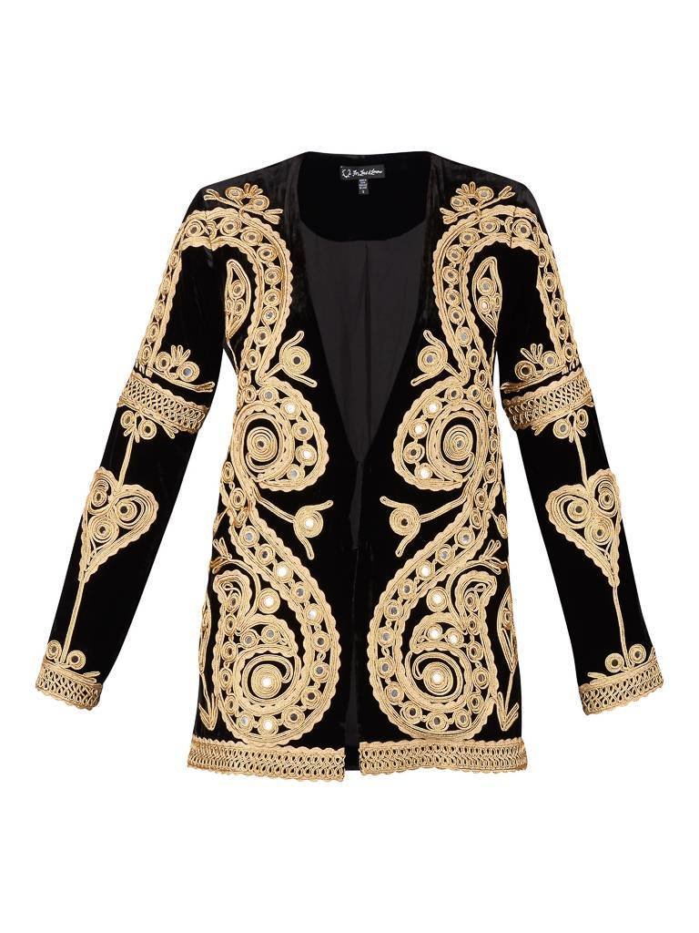 For Love and Lemons Ornate velvet blazer zwart