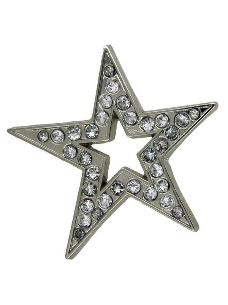 Godert.me Open star rhinestone pin zilver