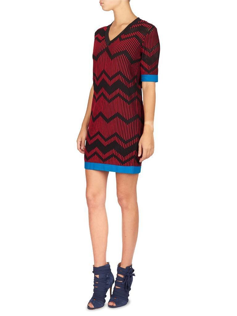M Missoni Kleid mit V-Ausschnitt rot