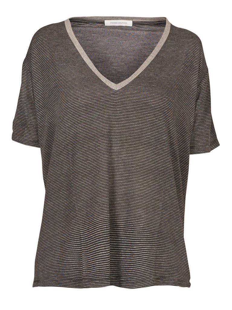 Pierre Balmain Striped t-shirt black and gray