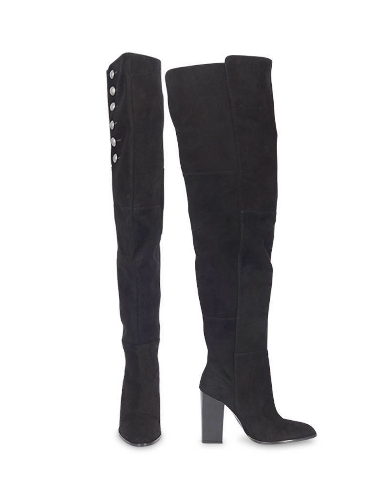 Pierre Balmain Over-the-knee-boots with black buttons