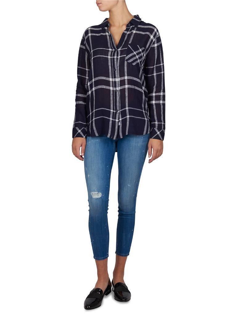 Rails Geruite blouse donkerblauw