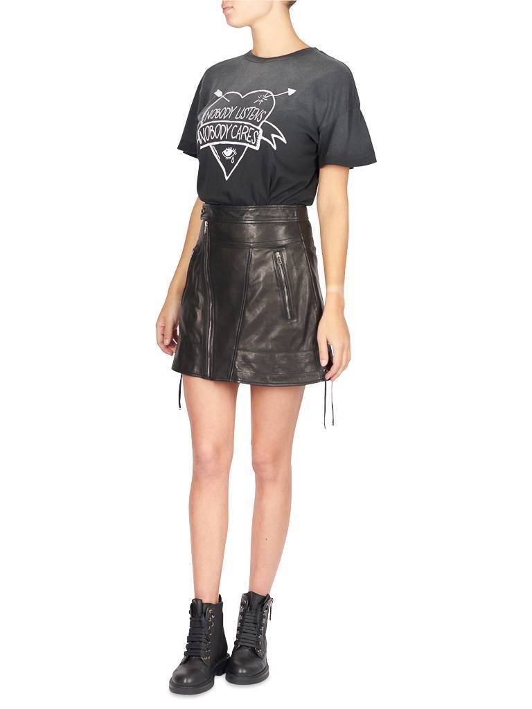 Wildfox Niemand hört Niemand interessiert sich schwarzes T-Shirt