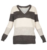 Vince gestreifter Pullover grau