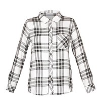 Rails Karierte Bluse weiß-schwarz