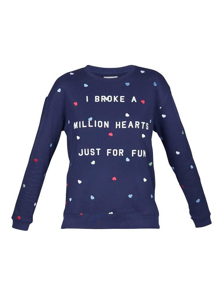 Zoe Karssen Broke million hearts trui donkerblauw