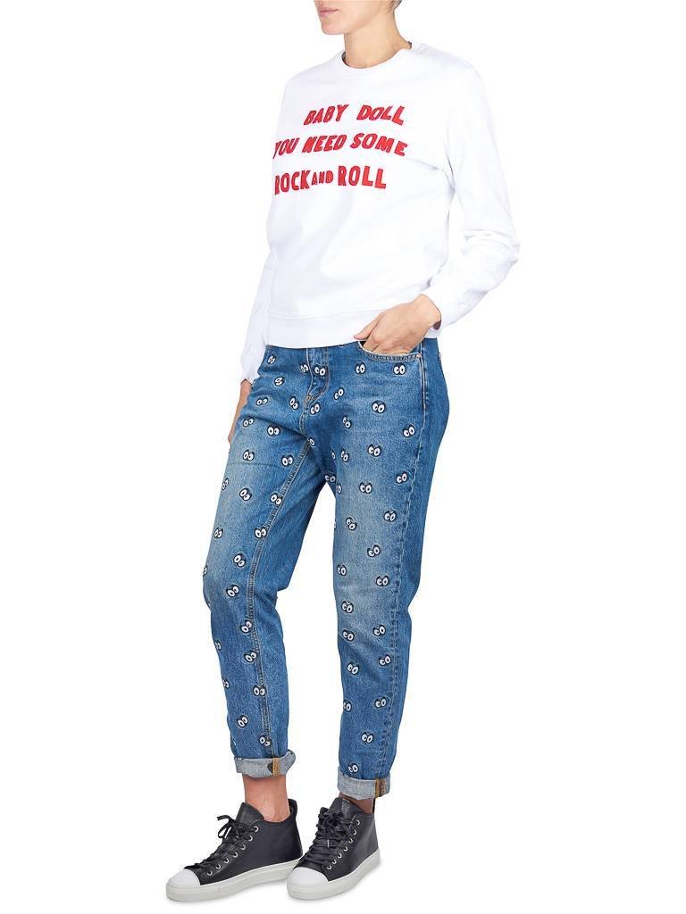 Zoe Karssen Rock 'n Roll cropped sweater white