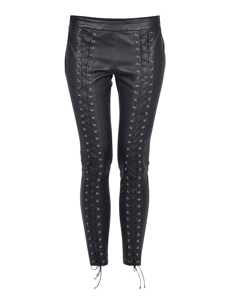 Zoe Karssen Lace up leather pants black