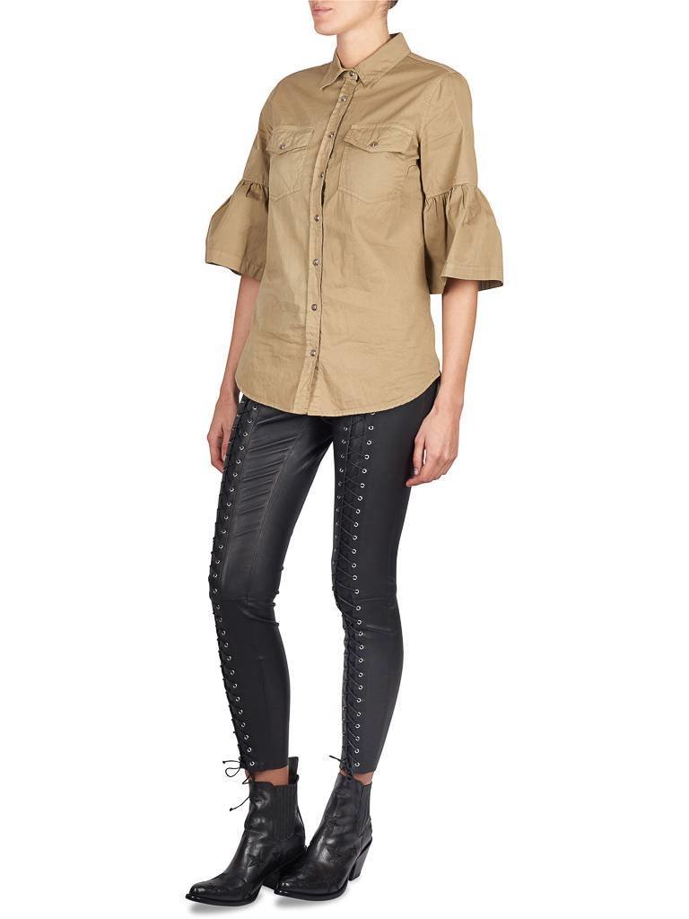 Zoe Karssen Lace up leather pants black