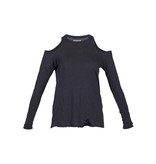 Zoe Karssen Destroyed cut Jerseyshirt mit Langarm schwarz